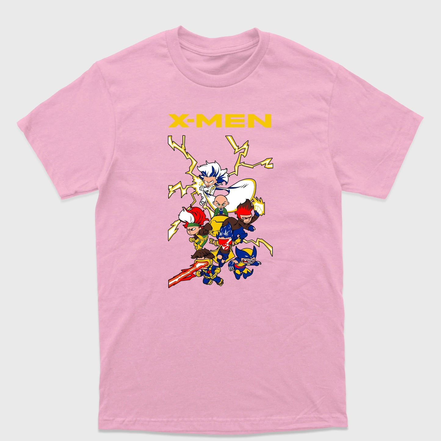 Camiseta Básica X-men Chibi Personagens Rosa Bebê