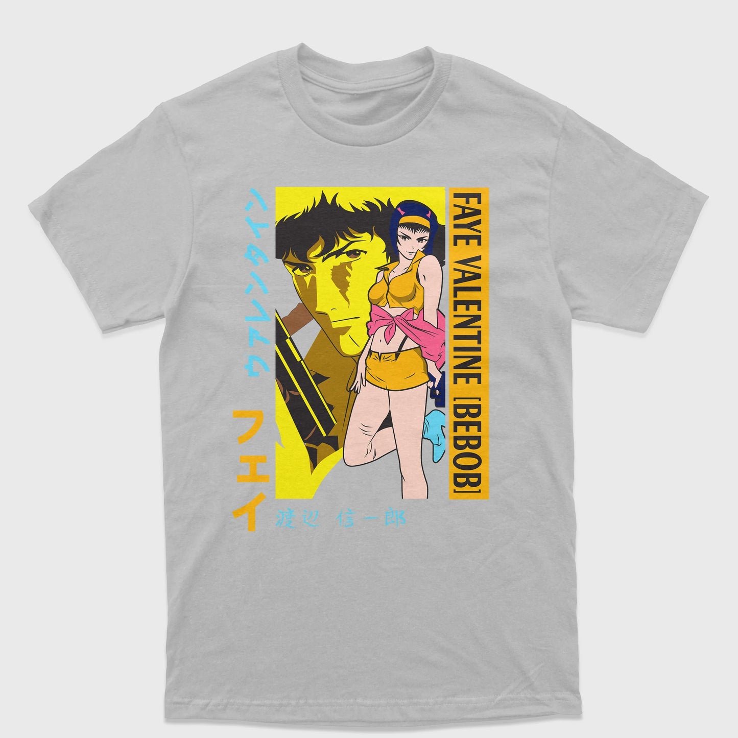 Camiseta Cowboy Bebop Faye Valentine-cinza