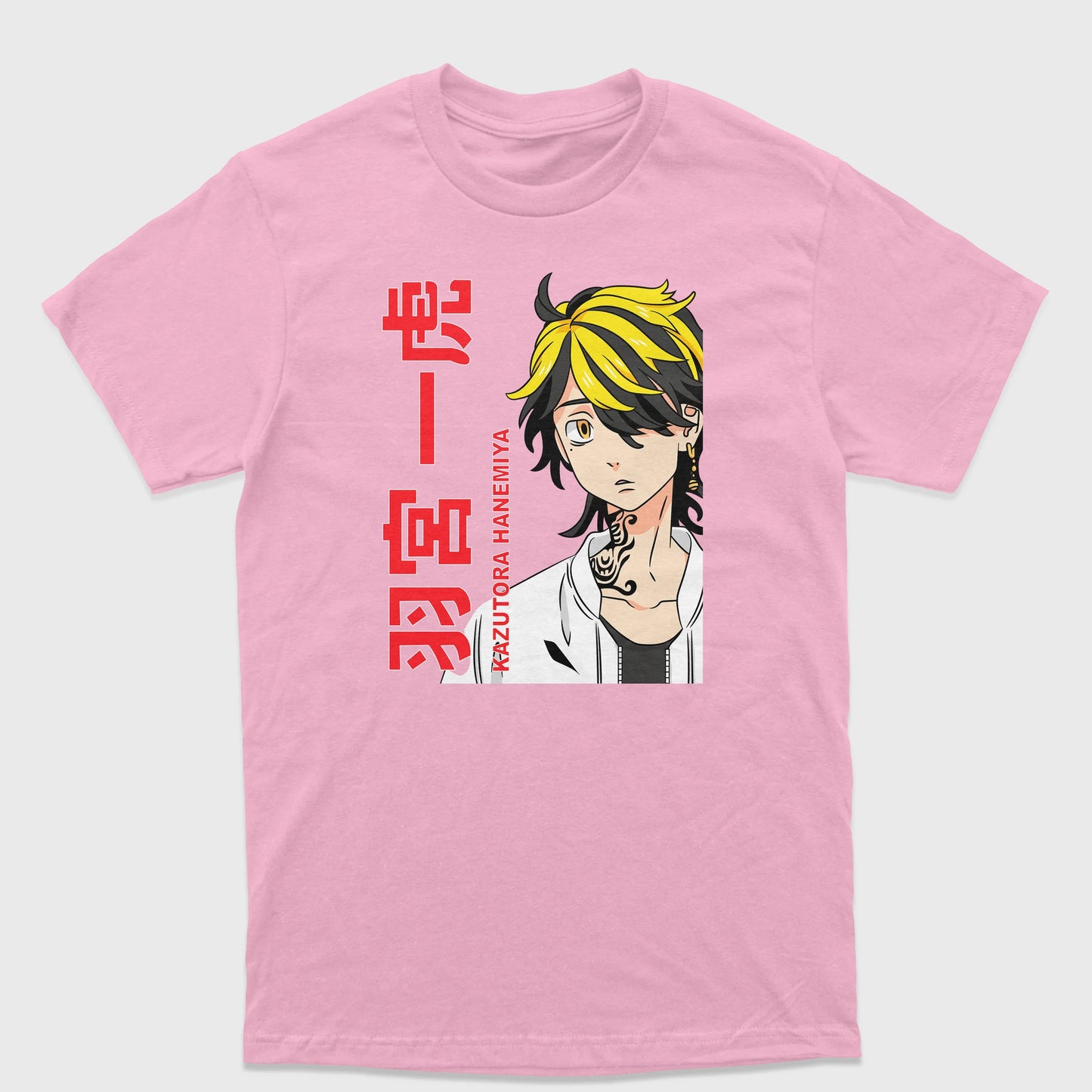 Camiseta Kazutora Hanemiya Tokyo Revengers Rosa Bebê