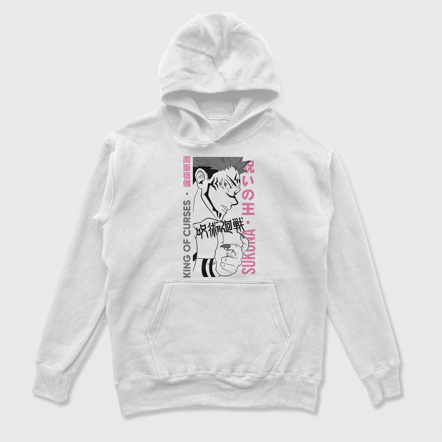 Moletom Canguru Preto King of Curse Sukuna Anime Jujutsu Kaisen