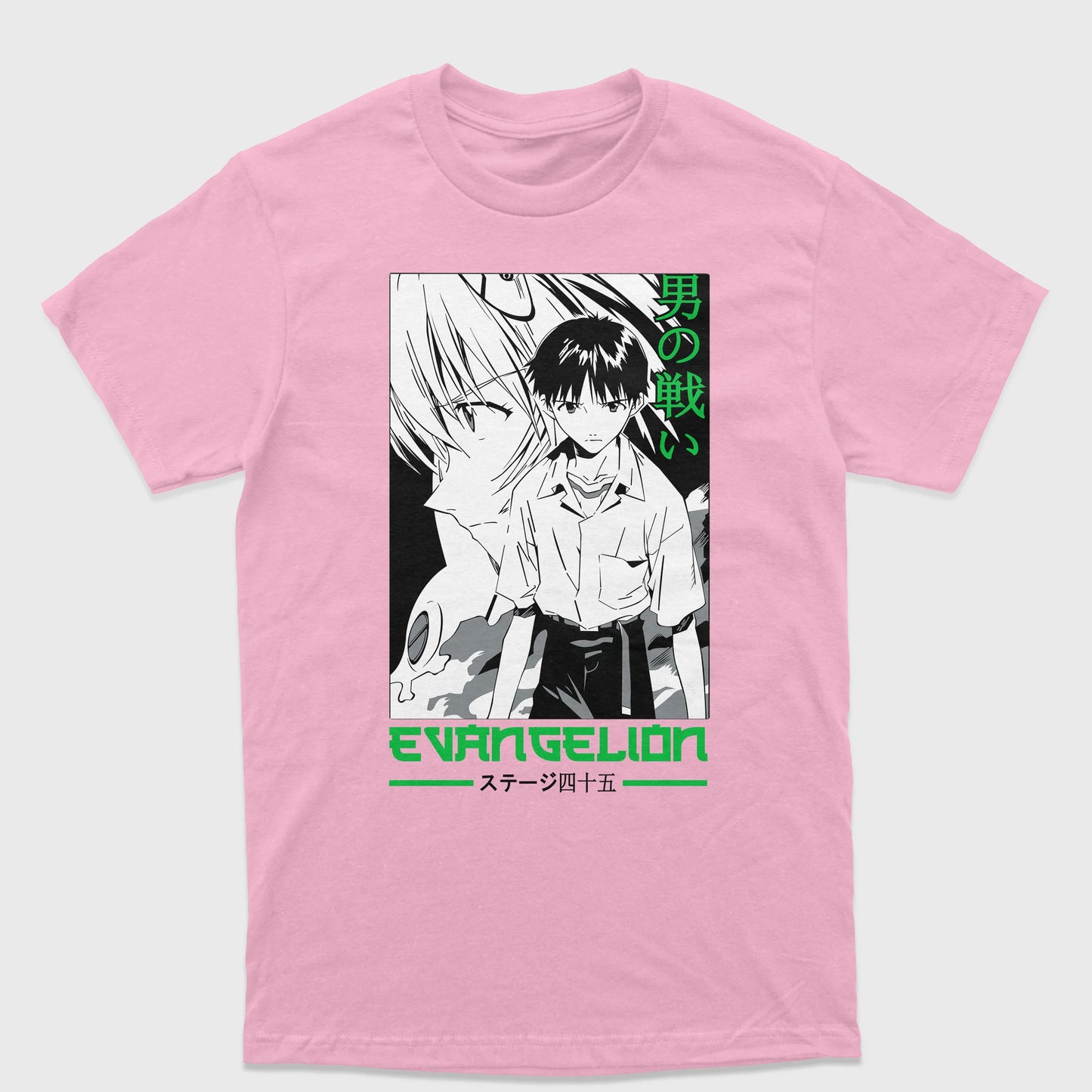 Camiseta Neon Genesis Evangelion Personagens Rosa Bebê
