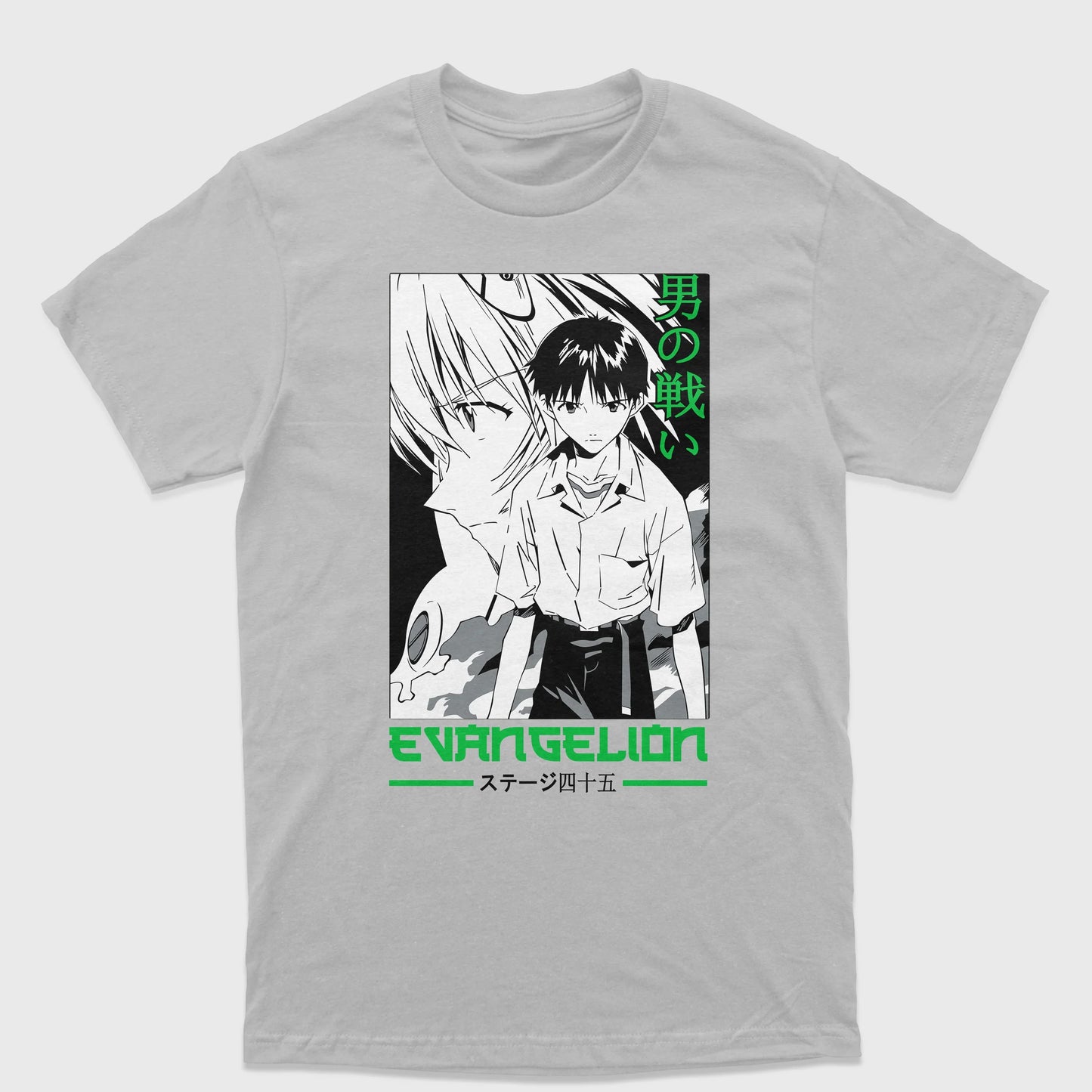 Camiseta Neon Genesis Evangelion Personagens Cinza