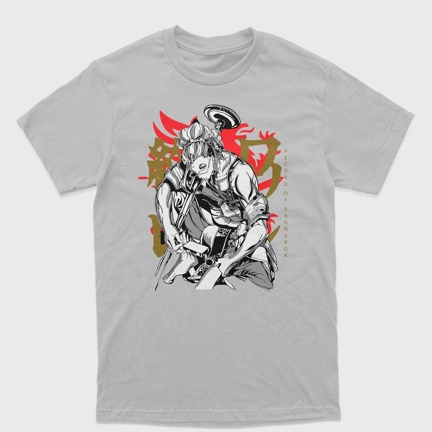 Camiseta Record Of Ragnarok Buda-cinza