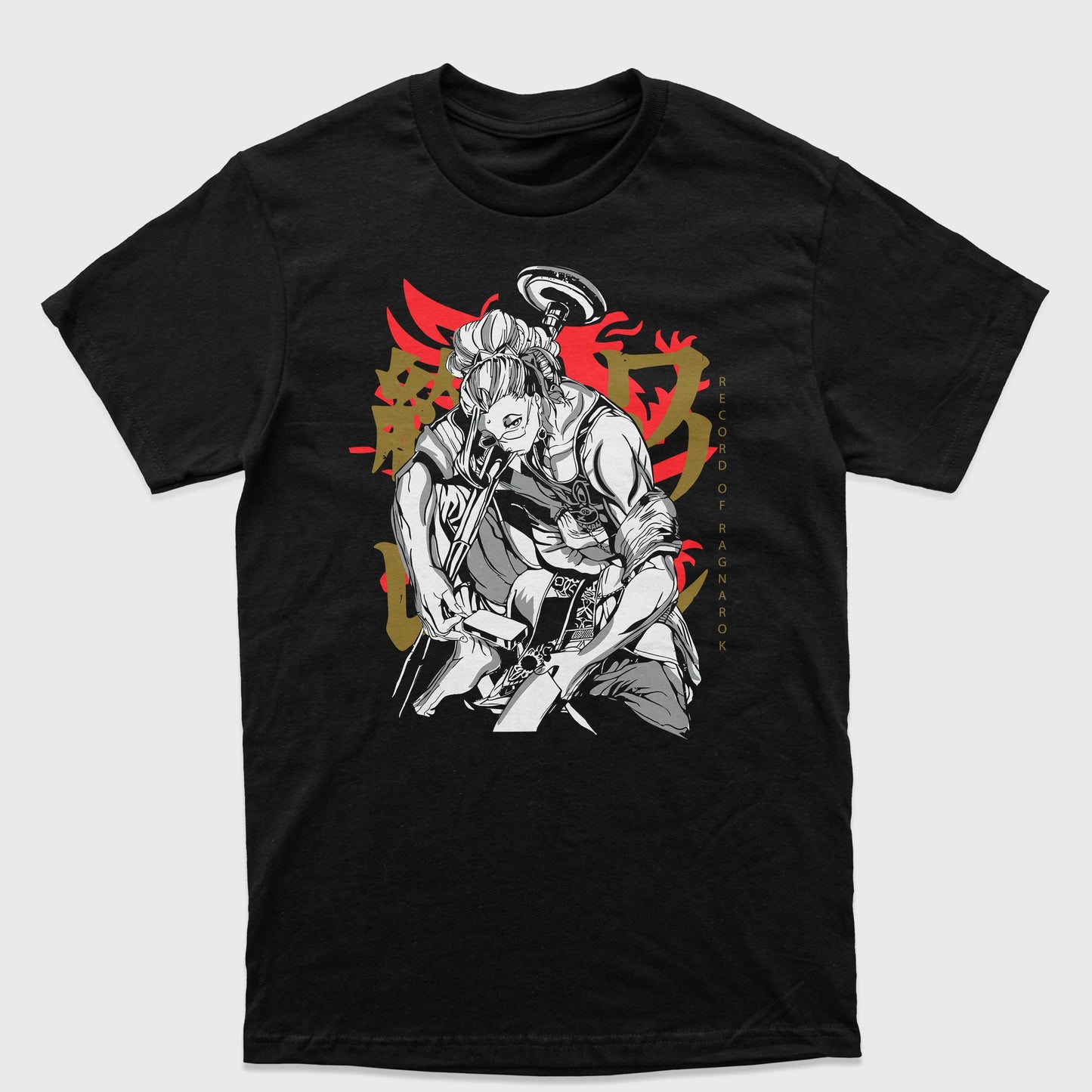 Camiseta Record Of Ragnarok Buda-preto