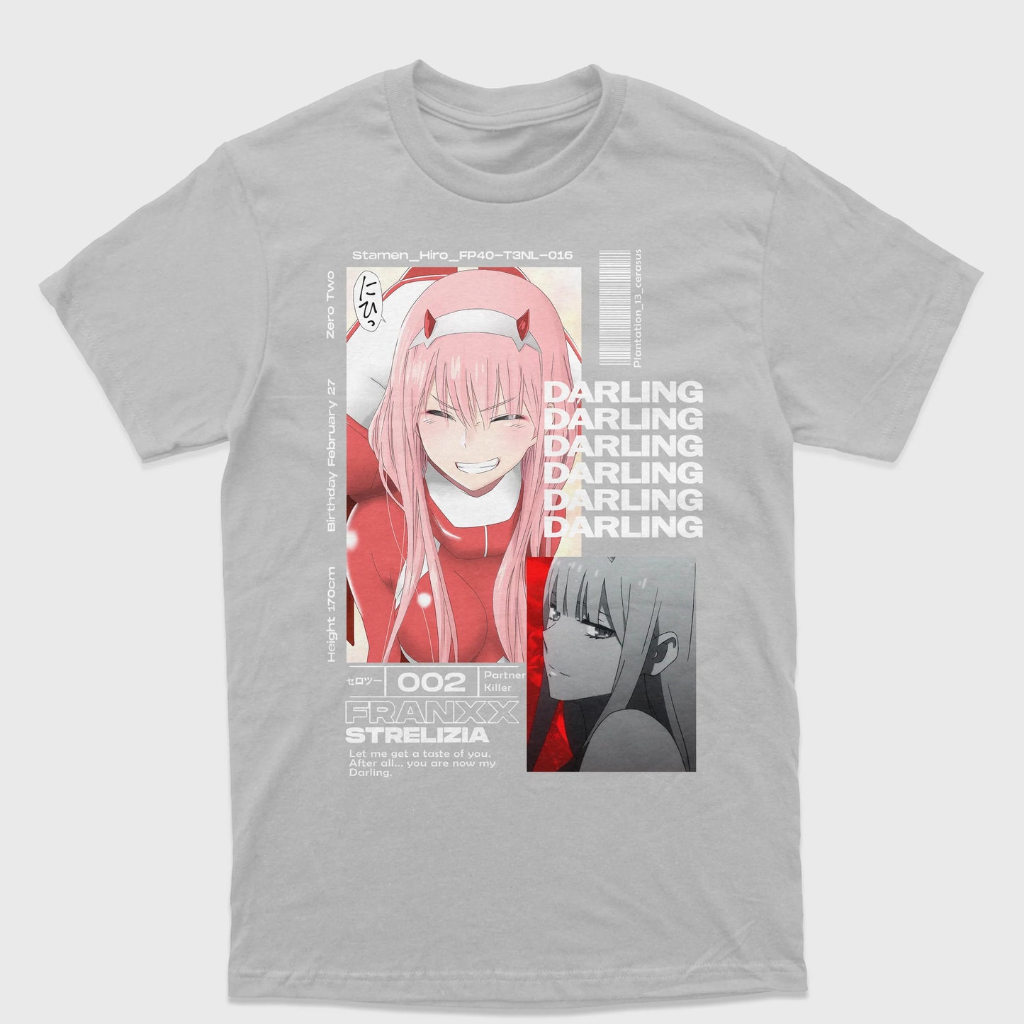 Camiseta Darling In The Franxx 02 Cinza