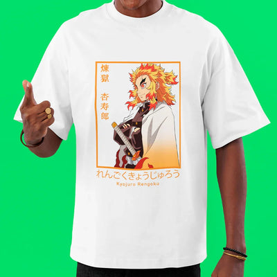 Camiseta Oversized Rengoku Kyojuro Kimetsu no Yaiba