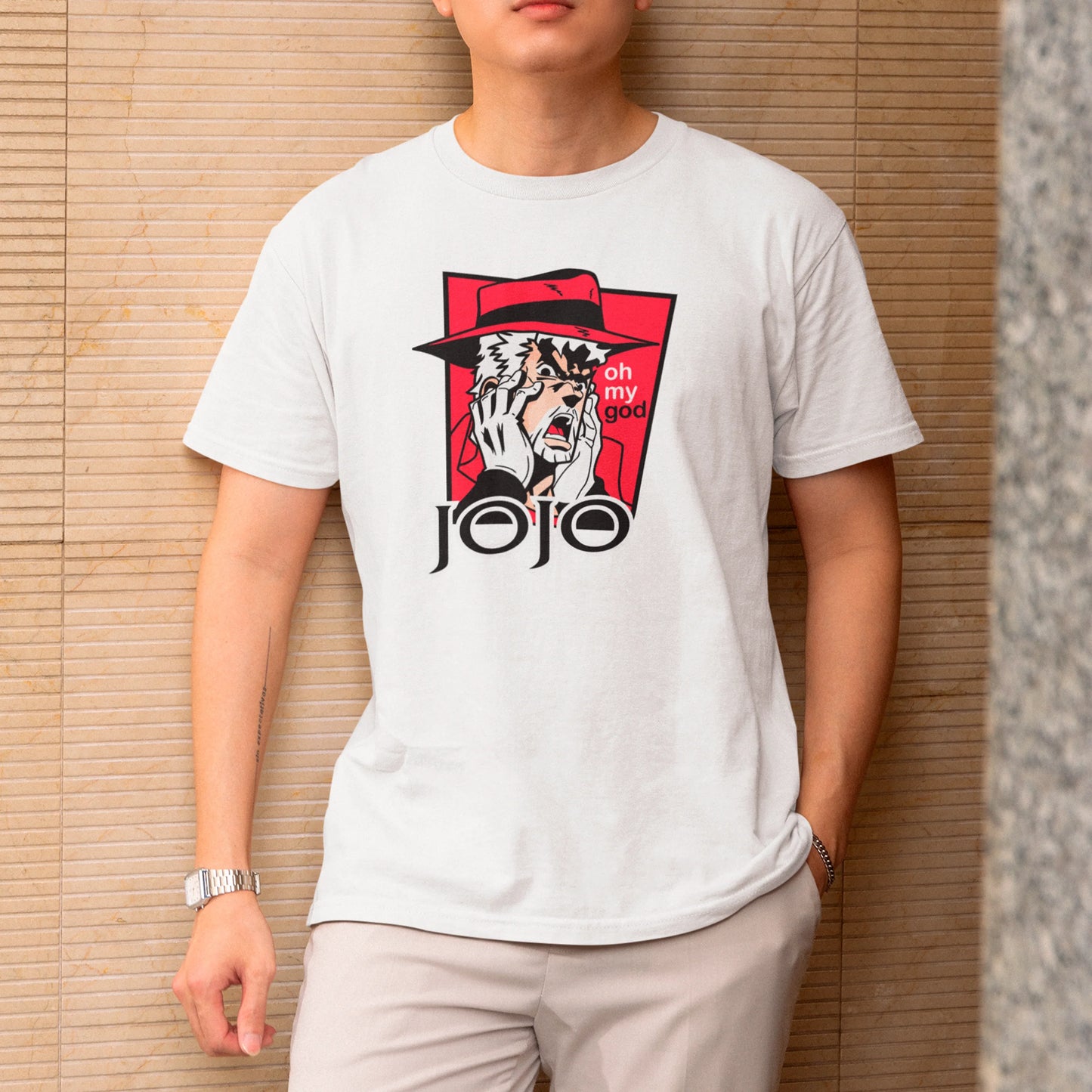 Camiseta Básica Unissex Jojo's Bizarre Anime Oh My God