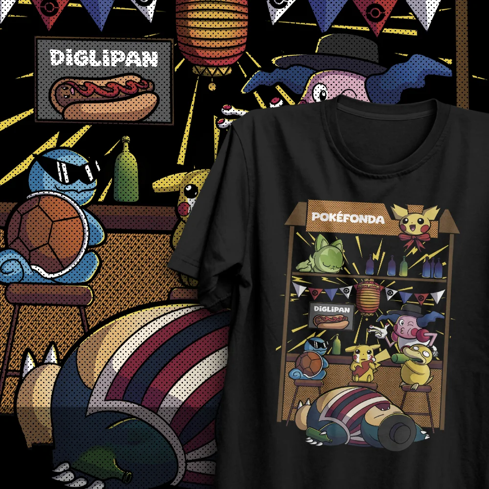 Camiseta Básica Unissex Pokemon Pokefonda- Preto