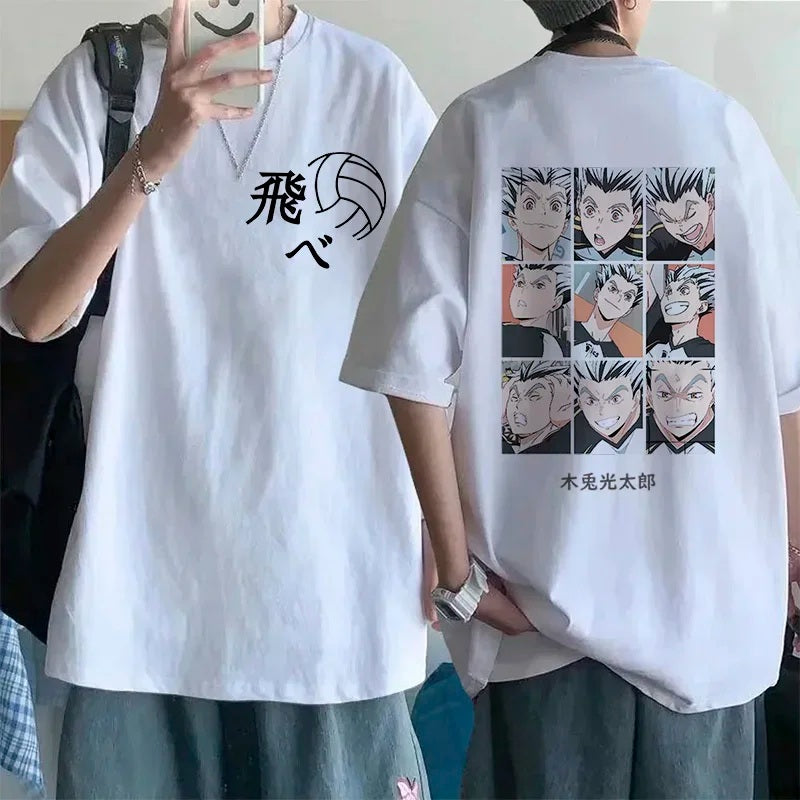 Camiseta Básica Unissex Haikyuu Kotaro Bokuto - Branco 