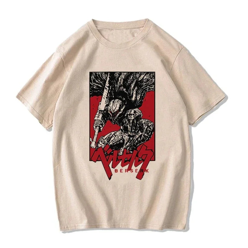 Camiseta Básica Unissex Berserk Guerreiro Lutando- PÉROLA