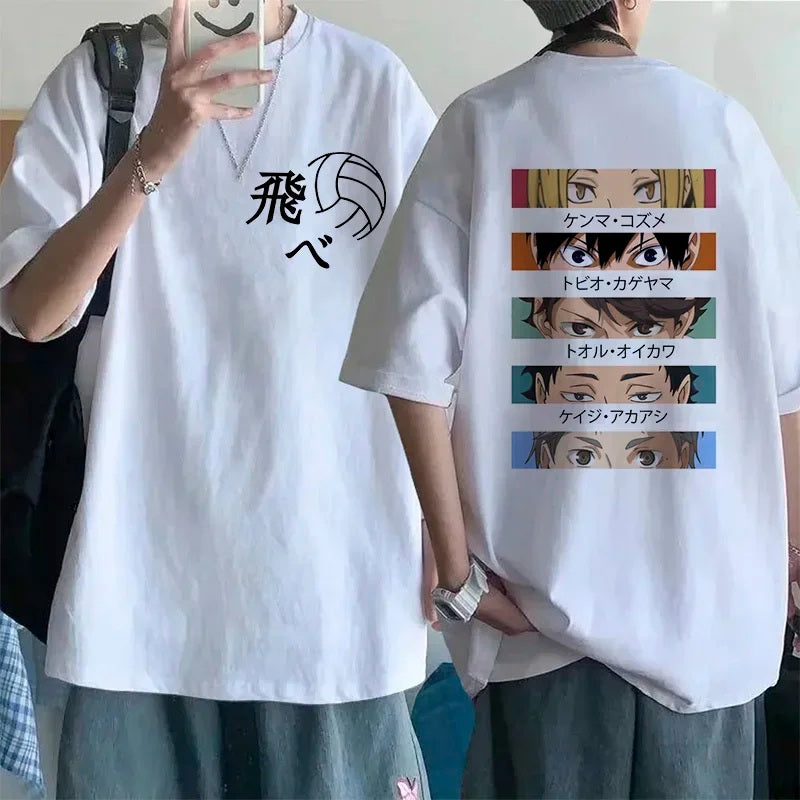 Camiseta Básica Unissex Haikyuu Personagens - Branco 