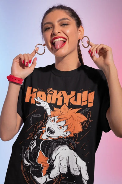 Camiseta Básica UUnissex Haikyuu- Preta 