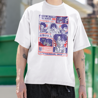 Camiseta Básica Unissex Attack On Titan Kanji Eren