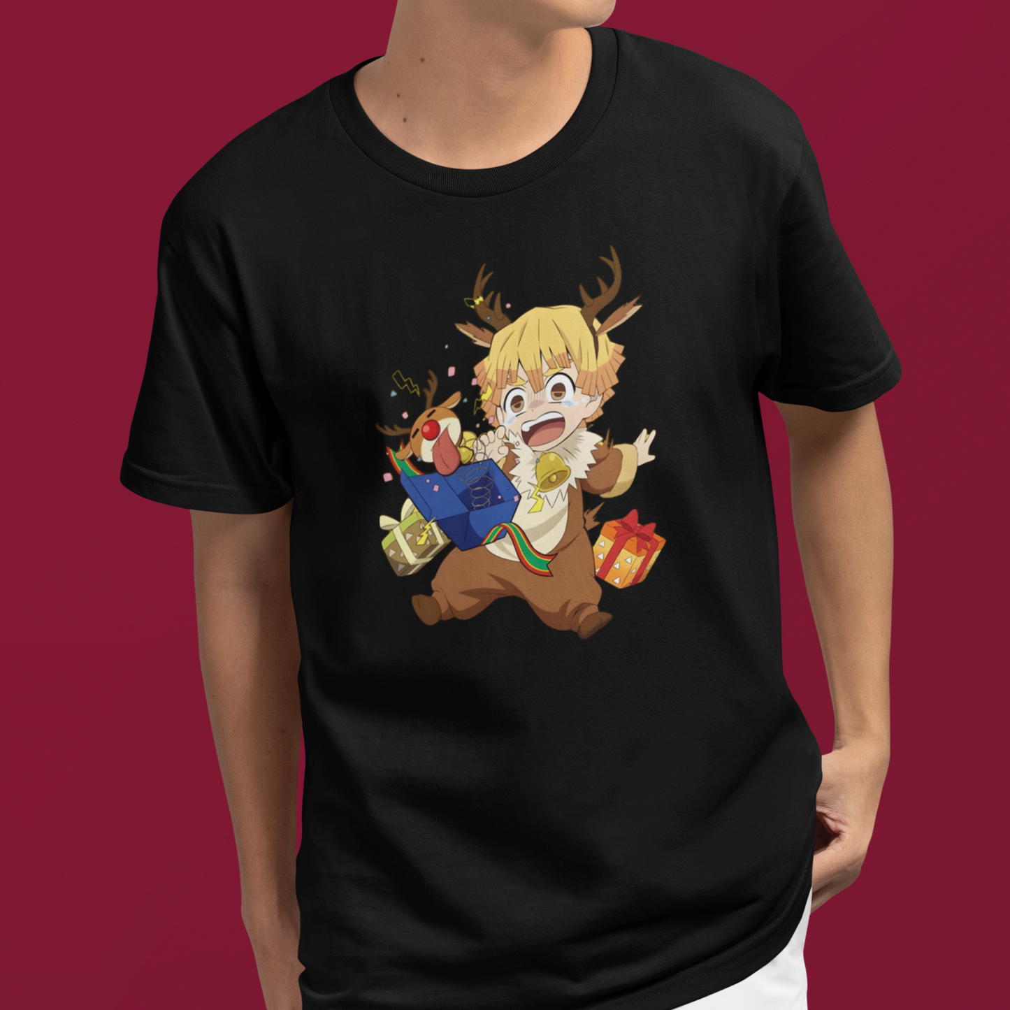 Camiseta Básica Unissex Demon Slayer Zenitsu Natalino