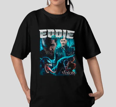 Camiseta Básica Unissex Venom Eddie Brock Montagem- preto
