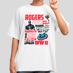 Camiseta Básica Unissex Capitão América Rogers Textos