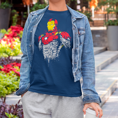 Camiseta Básica Unissex Homem de Ferro Grafite Spray