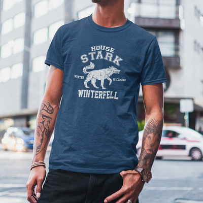 Camiseta Básica Unissex House Stark Lobo Game Of Thrones