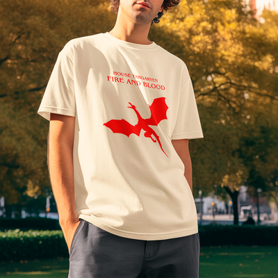 Camiseta Básica Unissex Fire And Blood Dragão Game Of Thrones