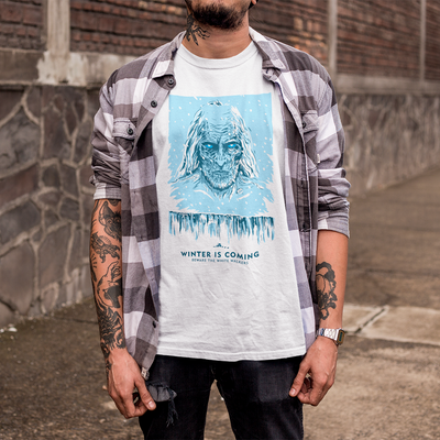 Camiseta Básica Unissex Winter Is Coming Homem Gelo Game Of Thrones