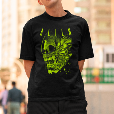 Camiseta Básica Unissex Alien Rosto Xenomorph