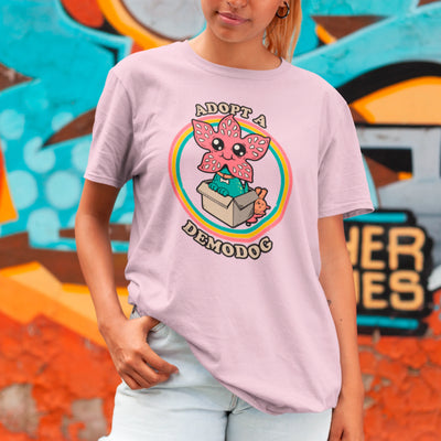 Camiseta Básica Unissex Adopt a Demodog Stranger Things