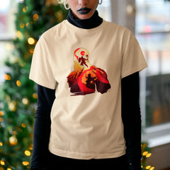 Camiseta Básica Unissex Kratos Rosto Atreus Silhueta God Of War