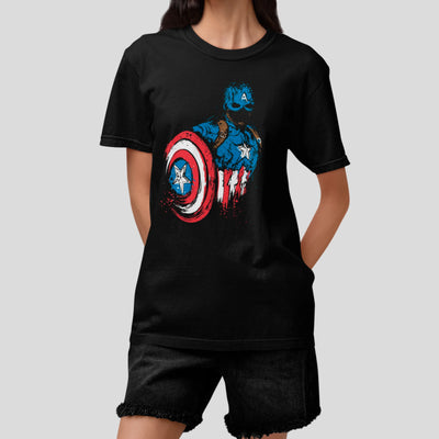 Camiseta Básica Unissex Pintura Capitao America