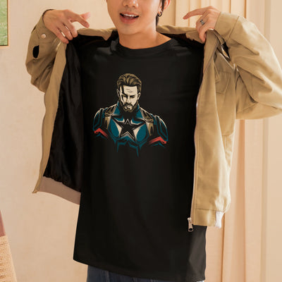 Camiseta Básica Unissex Busto Capitao America