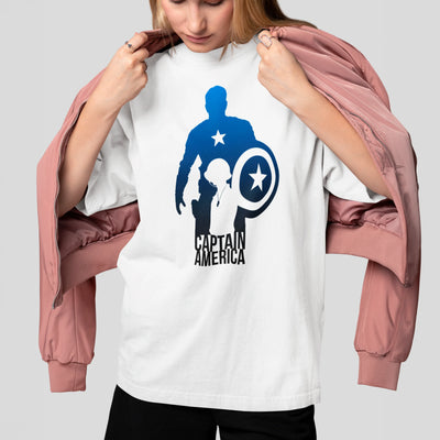 Camiseta Básica Unissex Silhueta Degrade Capitao America