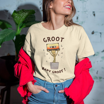Camiseta Básica Unissex Baby Groot Fita Guardioes Da Galaxia