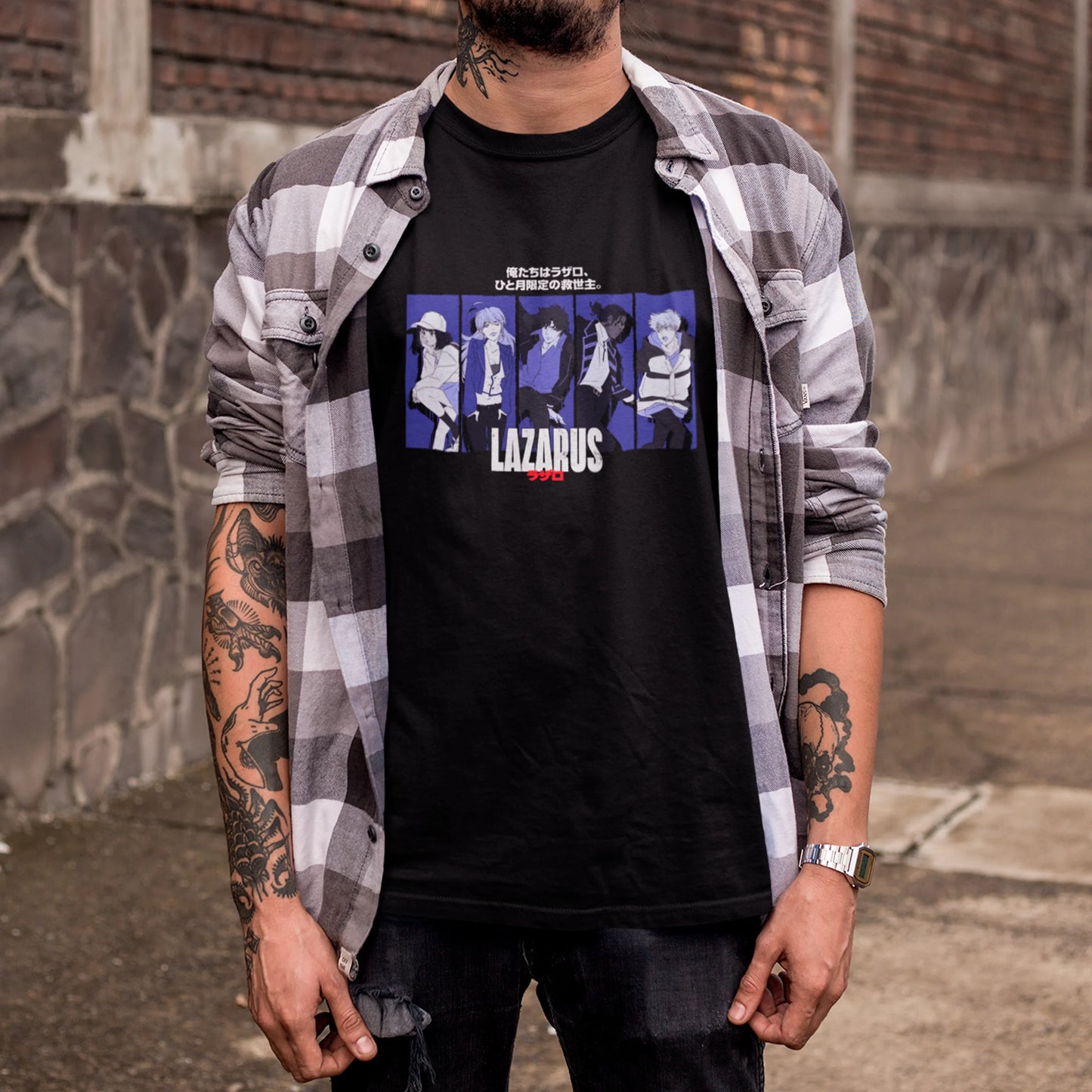 Camiseta Básica Unissex Personagens Roxo Kanji Lazarus