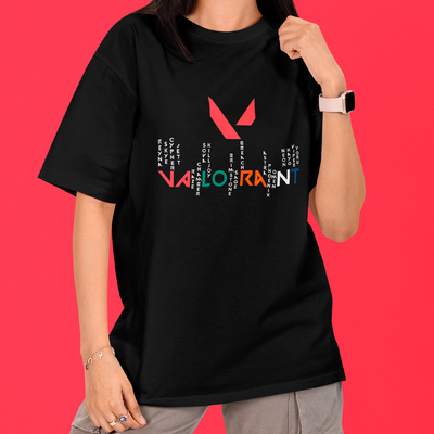 Camiseta Oversized Valorant Nomes Logo