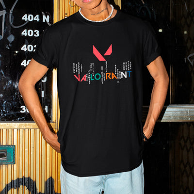 Camiseta Básica Unissex Nomes Logo Valorant