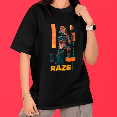 Camiseta Oversized Valorant Raze Quadrados