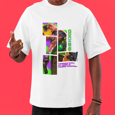Camiseta Oversized Valorant Gekko Quadrados