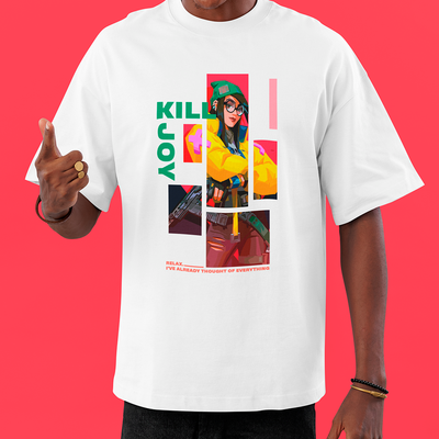 Camiseta Oversized Valorant Kill Joy Quadrados