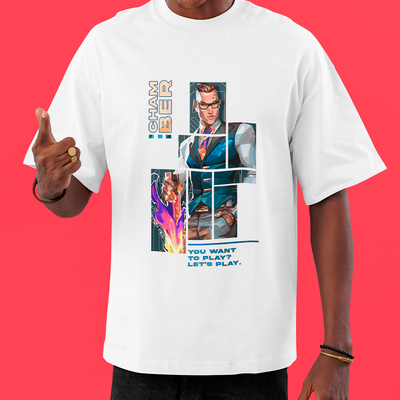 Camiseta Oversized Valorant Chamber Quadrados
