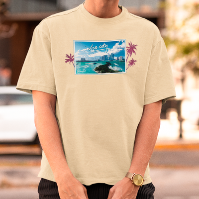 Camiseta Básica Unissex GTA Cartão Postal Vice City
