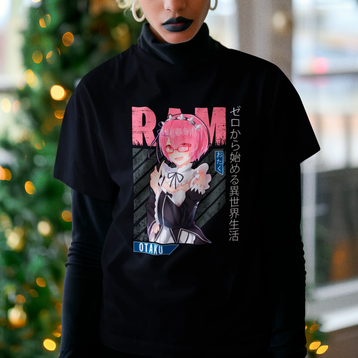 Camiseta Básica Unissex Ram Oculos Kanji Otaku Re Zero