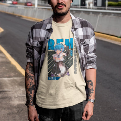 Camiseta Básica Unissex Rem Kanji Otaku Re Zero