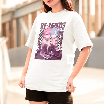 Camiseta Básica Unissex Rem E Ram Kanji Re Zero