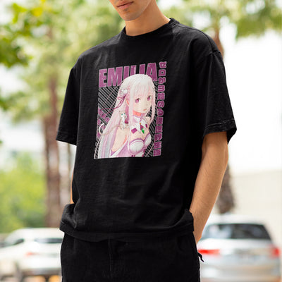 Camiseta Básica Unissex Emilia Kanji Re Zero