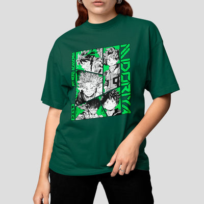 Camiseta Básica Unissex Midoriya Colagem Boku No Hero