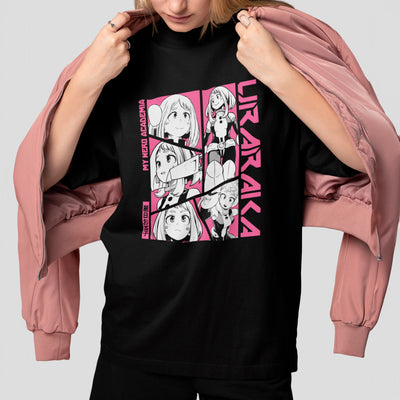 Camiseta Básica Unissex Uraraka Colagem Boku No Hero