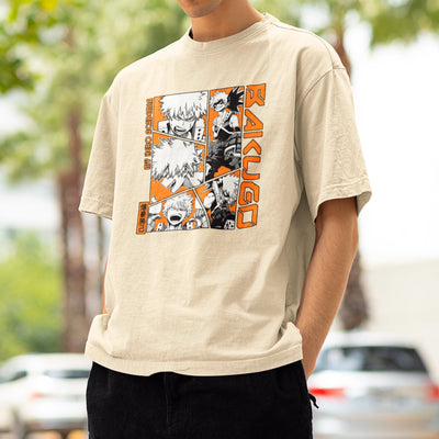Camiseta Básica Unissex Bakugo Colagem Boku No Hero