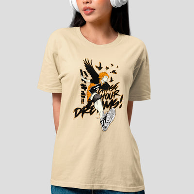 Camiseta Básica Unissex Hinata Chase Your Dreams Haikyuu