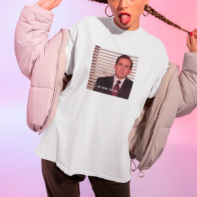 Camiseta Básica Unissex The Office Meme Dead Inside