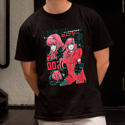 Camiseta Básica Unissex Zero Two Kanji Verde Darling In The Franxx