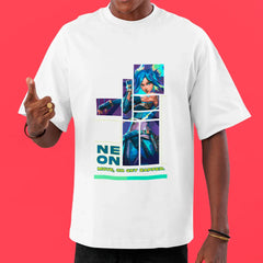 Camiseta Oversized Neon Quadrados Valorant